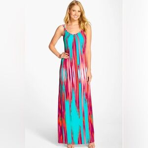 Tart Wynn Print Maxi Summer Dress Women’s Size L Multicolor Spaghetti’s Strap